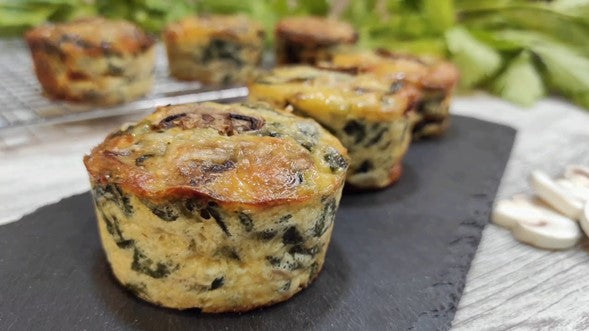 Muffins de espinacas y hongos
